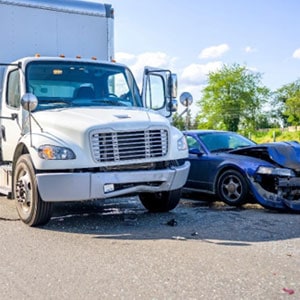 Collision between a truck and a car on the road. - Levian Law